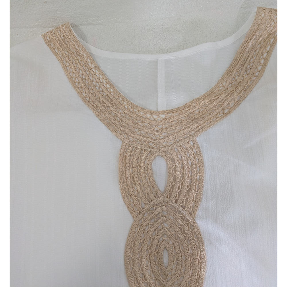 Womens 2 Piece Lounge Set White Gold Trim 4XL Top Pants - Picture 10 of 12